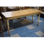 A 19th Century Rectangular Plank Top Table with Turned Supports, 160cm Long