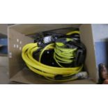 A Box Containing Extension Cable, Digital Telephone, Car Washing Set etc