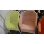 Two Painted Lloyd Loom Tub Chairs