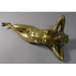 A Mid 20th Century Brass Study of a Nude Maiden (Formerly Attached to Marble Base), 34cm High