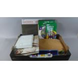 A Box Containing Water Colour and Acrylic Paint Sets, Artist's Pads, Paint by Number Set, Paint