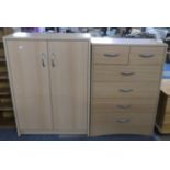 A Modern Two Shelf Side Cabinet and a Modern Chest of Two Short and Four Long Drawers, Both 65cm