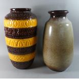 A Large Brown and Yellow Glazed German Vase and One Other, 51cm high
