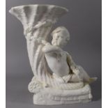 A 19th Century Creamware Figural Cornucopia Vase with Seated Putto, Foot Glued and Loss to Swag,