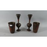 A Pair of Niello Beakers and Pair of Vases, Vases 22cm High