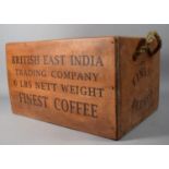 A Reproduction Wooden Box, British East India Trading Company, Finest Coffee, 43.5cm Wide
