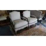 A Pair of Modern "Limed" Framed Armchairs in the French Style