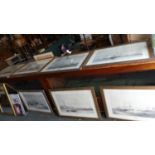 A Set of Seven Mid 19th Century Prints of Engravings Depicting the English and French Fleets, Each