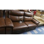 A Modern Leather Upholstered Electrically Operated Reclining Settee