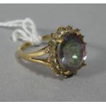 A 9ct Gold Mystic Topaz and CZ Dress Ring, Size N, 3.6g