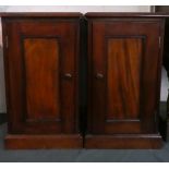 A Pair of Edwardian Style Mahogany Bedside Cabinets With Panelled Doors, Each 38cm Wide