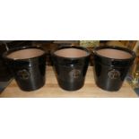 A Set of Three Heritage Garden Glazed Terracotta Plant Pots, 33cm Diameter