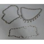 Three Silver Style Marcasite Necklaces