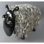 A Large Modern Metal Ornament of a Long Wool Sheep, 40cm Long