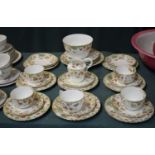 A Collection of Edwardian Floral Pattern Teawares to Include Five Trios, Slop Bowl, Extra Plates and
