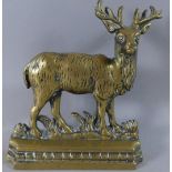 A Late 19th Century Brass Door Stop in the Form of a Stag, 21.5cm High