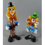 Two Italian Glass "End of the Day" Clowns, 26cm high