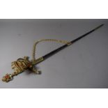 A Reproduction Spanish Sword with Jewelled Heraldic Guard by Robert, 87cm Long