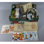 A Box Containing Various Cigarette and Tea Card Albums and Contents, Loose Cards etc