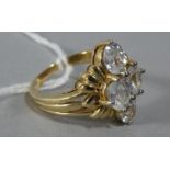 A 9ct Gold and White Sapphire Dress Ring, Size N, 5.9g