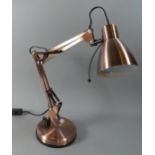 A Modern Copper Effect Anglepoise Reading Lamp