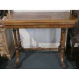 A Mid 19th Century Mahogany Lift and Twist Games Table with Blue Cloth Playing Surface, Turned