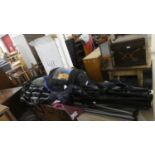 A Collection of Various Camping Gear to Include Folding Chairs, Sleeping Bags etc