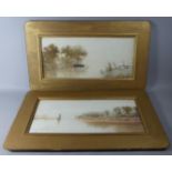 A Pair of Late 19th Century Framed Watercolours Depicting Lake Scenes, 55cm Wide
