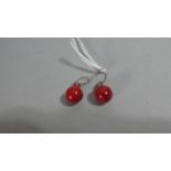 A Vintage Red Coral Pair of Drop Earrings