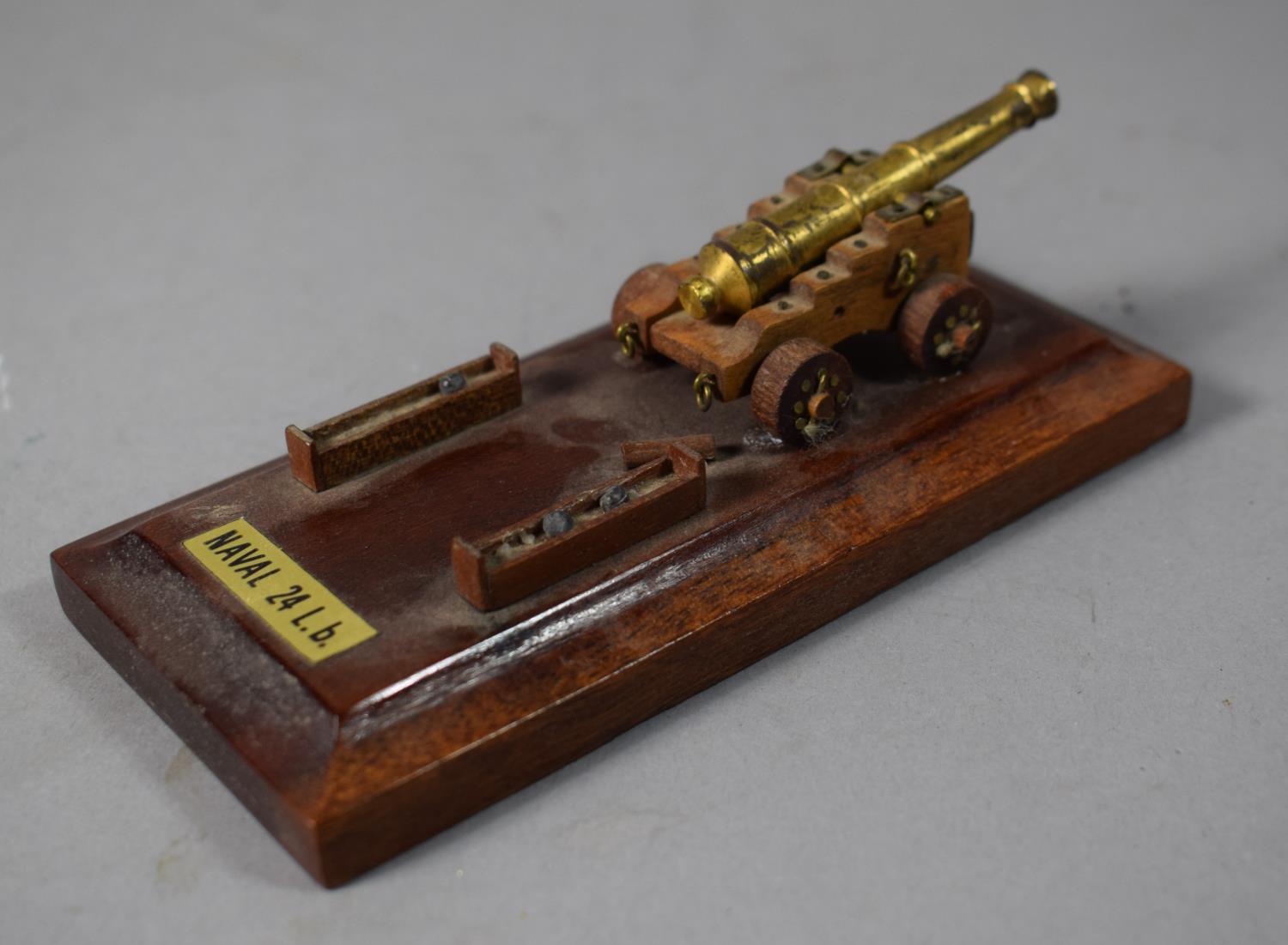 A Small Military Ink Bottle Stand Depicting Naval 24lb Cannon, Missing Ink Bottle, 13cm Long - Image 3 of 4