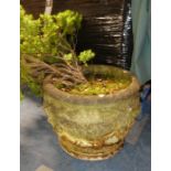 A Reconstituted Stone Plant Pot with Moulded Decoration, 41cm Diameter
