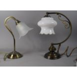 A Pair of Reproduction Brass Desk Top Lamps, Each 35cm high