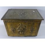 A Beaten Brass Slipper Box, 46cm Wide