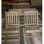 A Child's Garden Picnic Set Comprising Folding Table, Two Folding Chairs and Settee, Table 79cm Wide