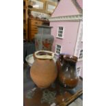 A Collection of Ceramics to Include Two Terracotta Jugs, Glazed Stoneware Jug, Oriental Crackle