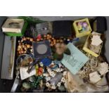 A Tray of Costume Jewellery, Travelling Alarm Clock, Wrist Watch, Coin Etc