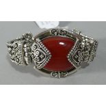 A Ladies Silver Bracelet with Carnelian Cabochon, 58.2g