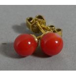 A Pair of 9ct Gold and Coral Stud Earrings