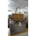 A Wicker Shopping Basket and Wicker Storage Box