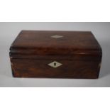 A 19th Century Rosewood Workbox with Removable Tray and Escutcheon Inscribed E M Shale, 23.5cm Wide