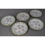 A Set of Five Miessen Fruit Pattern Plates, 18cm Diameter