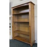 A Modern Pine Four Shelf Open Bookcase, 87cm Wide