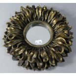 A Small Moulded Sunburst Gilt Framed Circular Mirror, 25cm Diameter