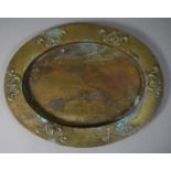 A Pressed Brass Art Nouveau Oval Tray, 33.5cm Wide