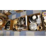 Four Boxes of Kitchenwares, Cutlery, Toaster, Coffee Machine
