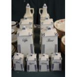 A Collection of Art Deco Style German Storage Jars to Include Tea, Rice, Flour, Coffee Together with