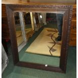 A Rectangular Wall Mirror with Carved Wooden Frame, 78cm x 65cm
