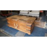 A Modern Far Eastern Iron Mounted Coffee Table/Box with Rope Carrying Handles, 111cm Wide