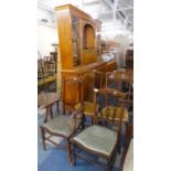 A Pair of String Inlaid Edwardian Salon Chairs with Pierced Splats, a String Inlaid Ladies