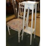 A White Painted Serpentine Front Dressing Table Chair and a Jardiniere Stand